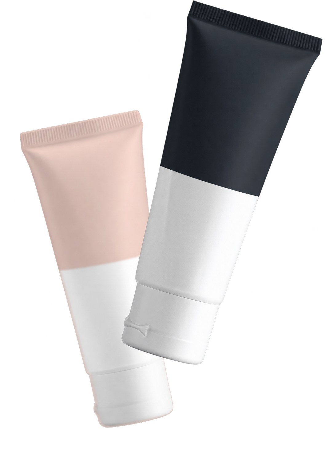 Tubos cosméticos minimalistas superpuestos